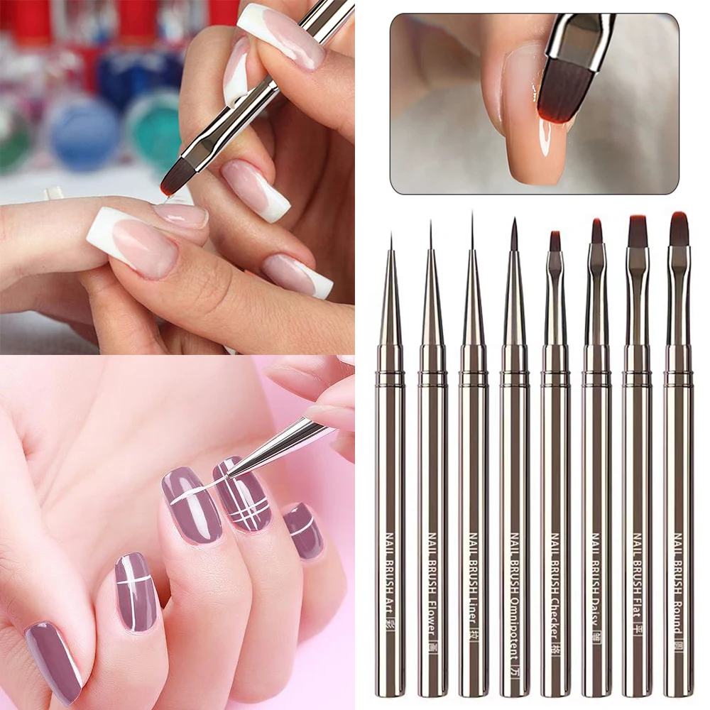 New French Nail Art Brush Uv Construction Gel Brush Nail Design Liner Brush For Drawing Professional Nail Stylist Supplies