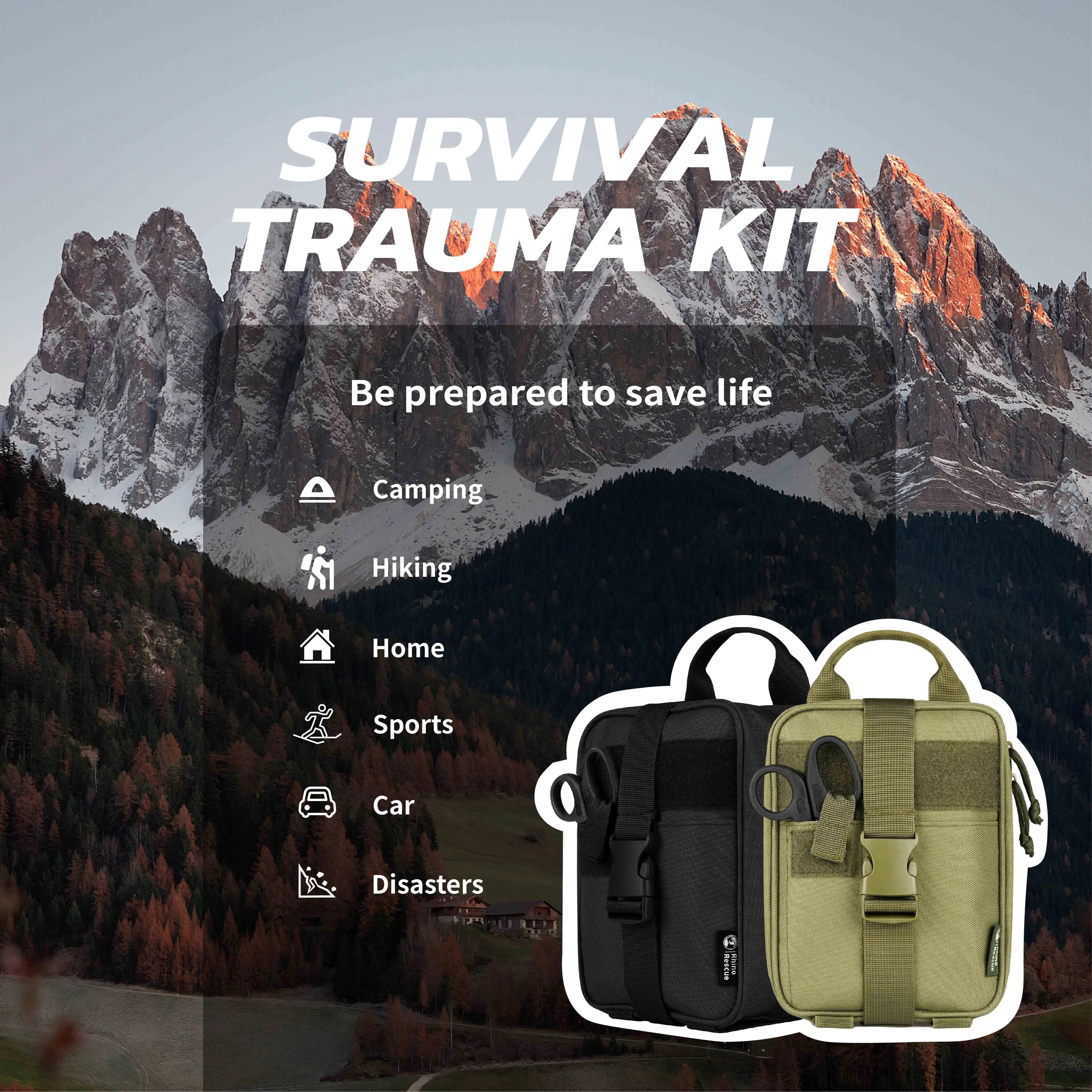 Rhino First Aid Survival Kit Tactical Ifak Pouch Supplied