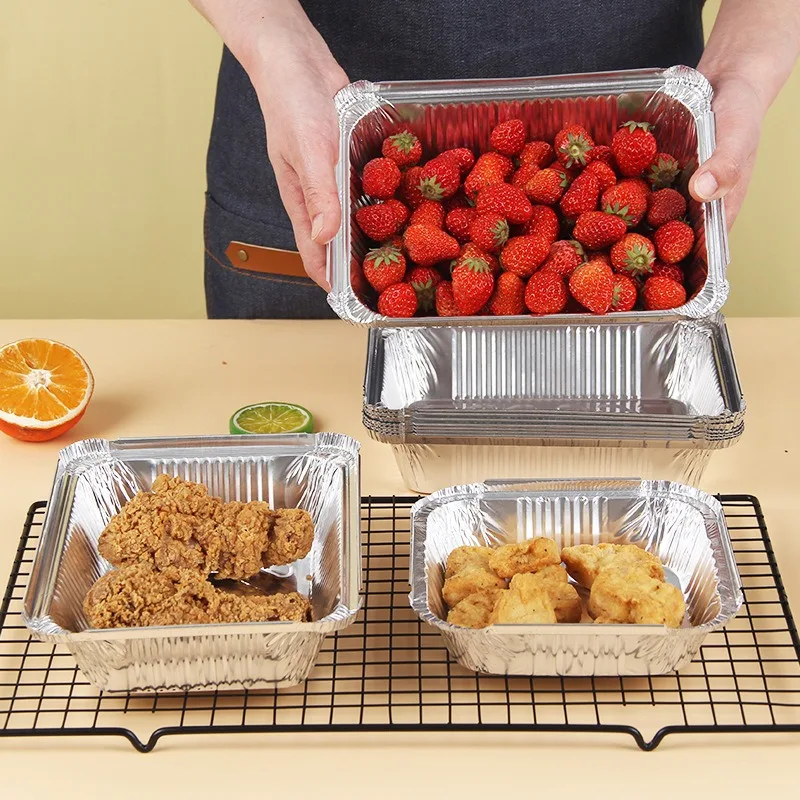 Disposable Containers Food Storage Containers 20/50PCS Aluminum Foil Tray Disposable Household Food Storage Barbecue Dessert Cooking Baking
