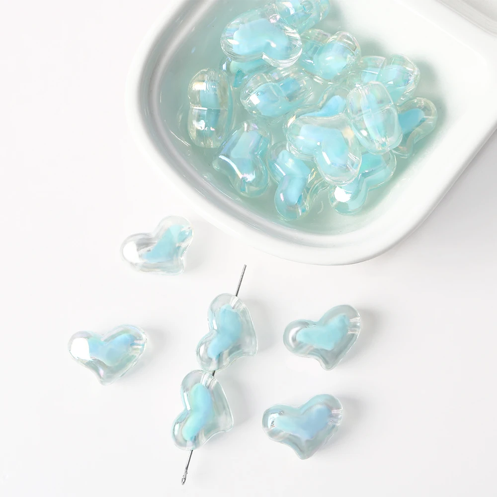 5Pcs AB 마카롱 사랑 심장 모양의 펜던트 비즈 쥬얼리 만들기 팔찌 만들기 DIY 페르시 장식 액세서리
