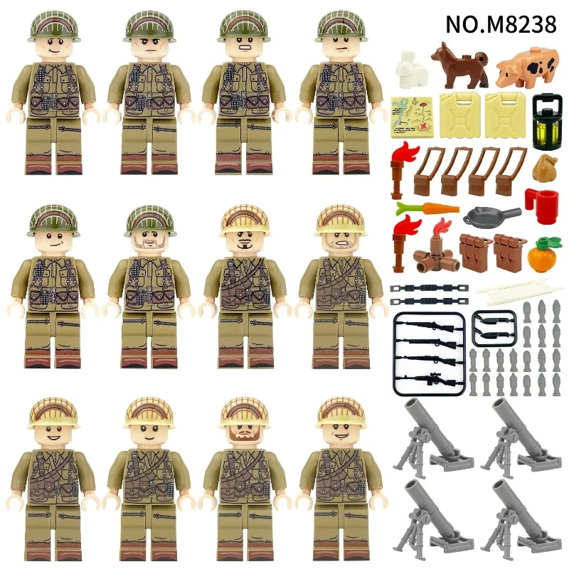 Elite Combat Building Blocks Playset with Soldier Figures, Weapons, and Canine Companion - Engaging DIY Toy Gift