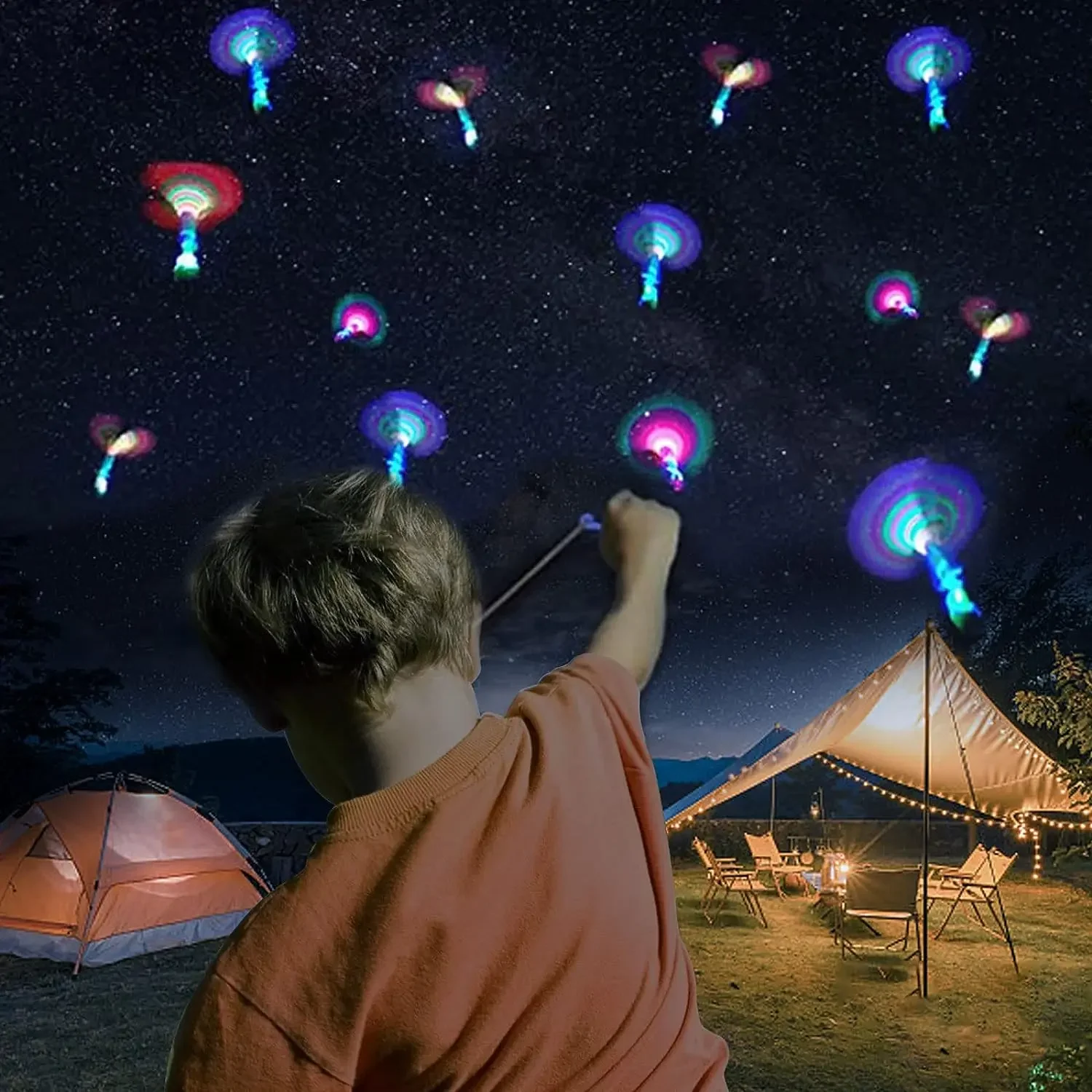 GUBOOM 15 Pièces Jouets LED Lumineux Helicoptere, Jouet LED de Fronde,  Lumineux Catapulte Volant Jouet, Lumineux LED Hélicoptère Volant pour  Enfants