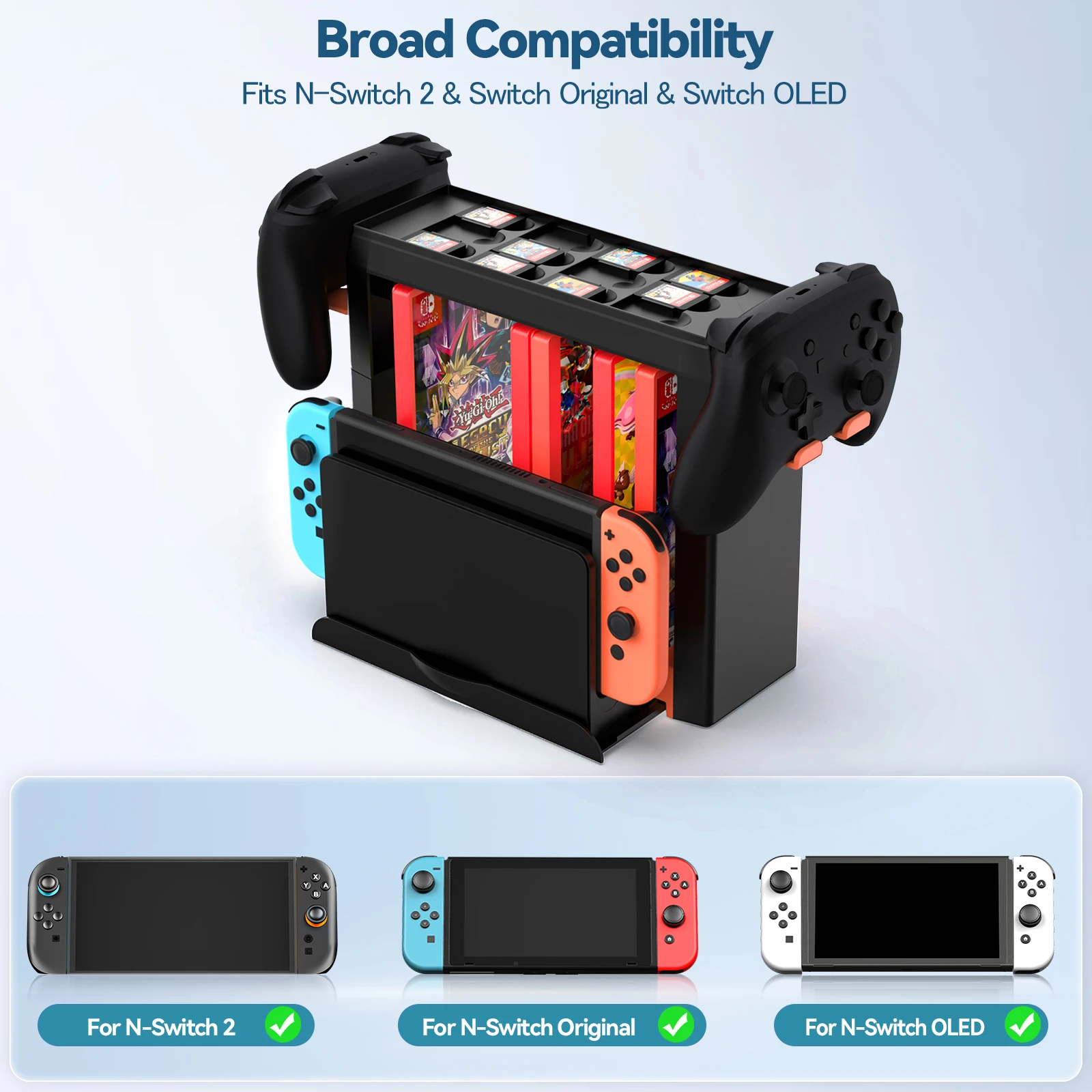 N-Switch 2와 호환되는 게임 스토리지 랙 N-S 2/N-S/N-S OLED 게임 디스크 랙용 다기능 스토리지 스탠드 키트