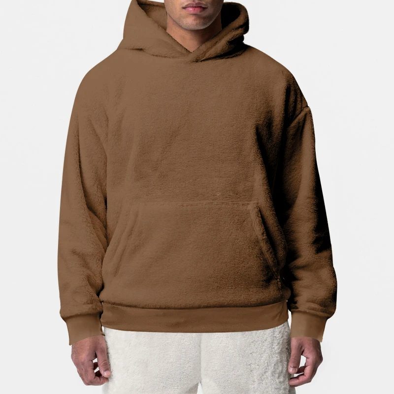 2023 New Autumn and  Winter Boys' Fashion Style High end Youth Hooded Sweater Men's Lamb Wool Pullover Coral Fleece Hoodie