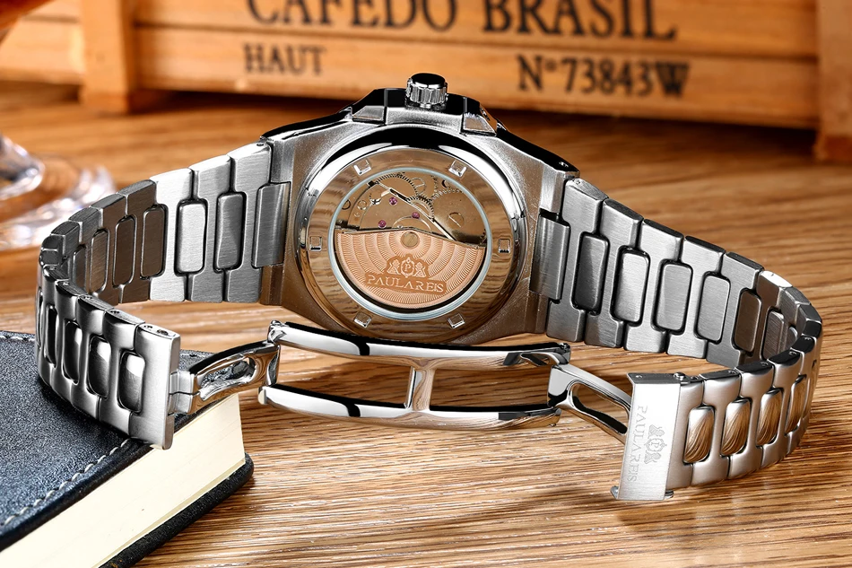 Automatic Self Wind Mechanical Luminous Stainless Steel Blue Grey Coffe Black White Dial Simple Business Men Watch Mechanical Watch