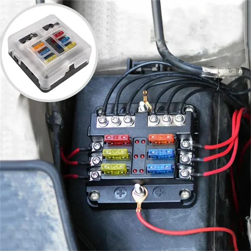 6/12 Ways Car Blade Fuse Box 12v32v Fuse Block With Dampproof Cover