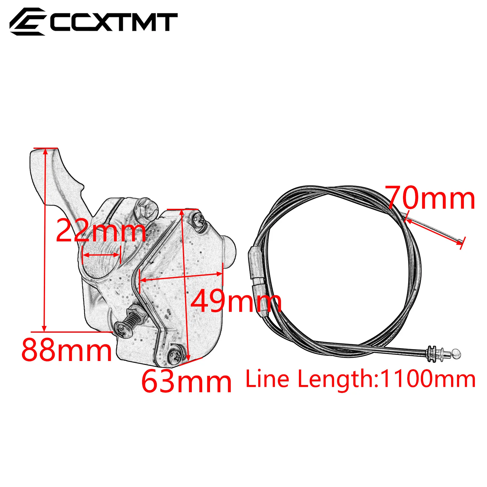 Universal Thumb Throttle Cable Accelerator Handle Assembly for ATV, Quad, Kart, and Dirt Bikes with 7/8 Inch Handlebars