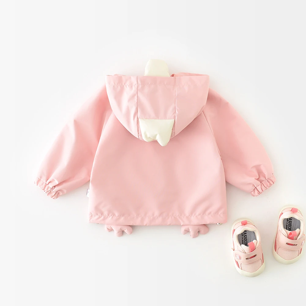 Pink Bird Hooded Jacket for Baby Girls