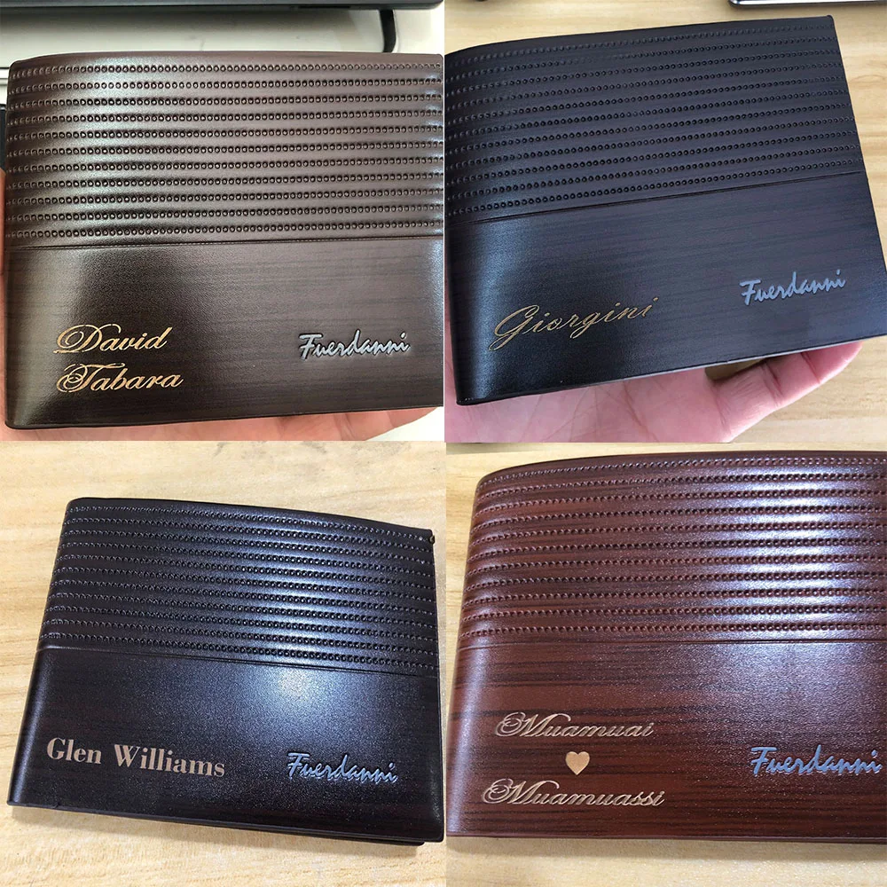 2022 New Customized Men Wallets Name Engraving High Quality  Short Card Holder Male Purse Vintage Coin Holder Men Wallets 6