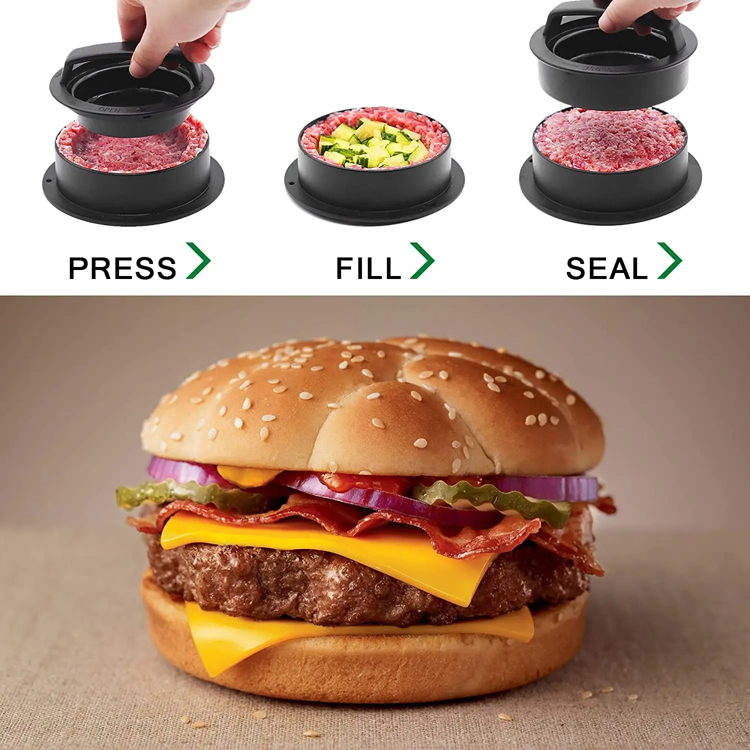 Hamburger Press Patty Maker Round Burger Meat Beef Veggie Patty Pressing Mold DIY Manual Meat Kitchen Tools for BBQ Barbecue