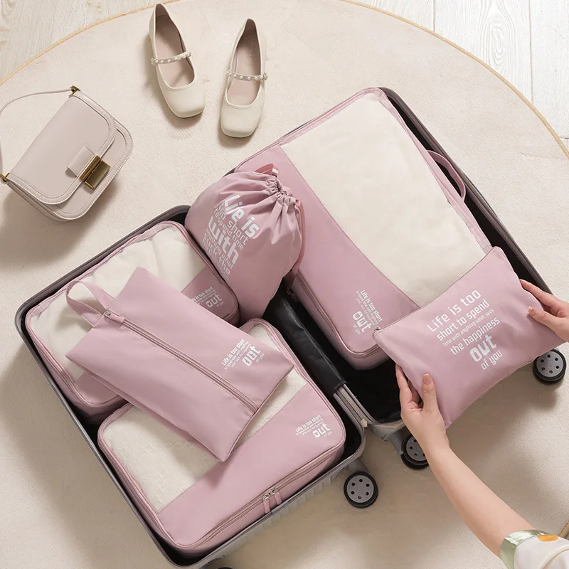 6Pcs/set Travel Storage Bag Suitcase Packing Set Clothing Shoes Cosmetics Underwear Storage Box Portable Luggage Storage Bag