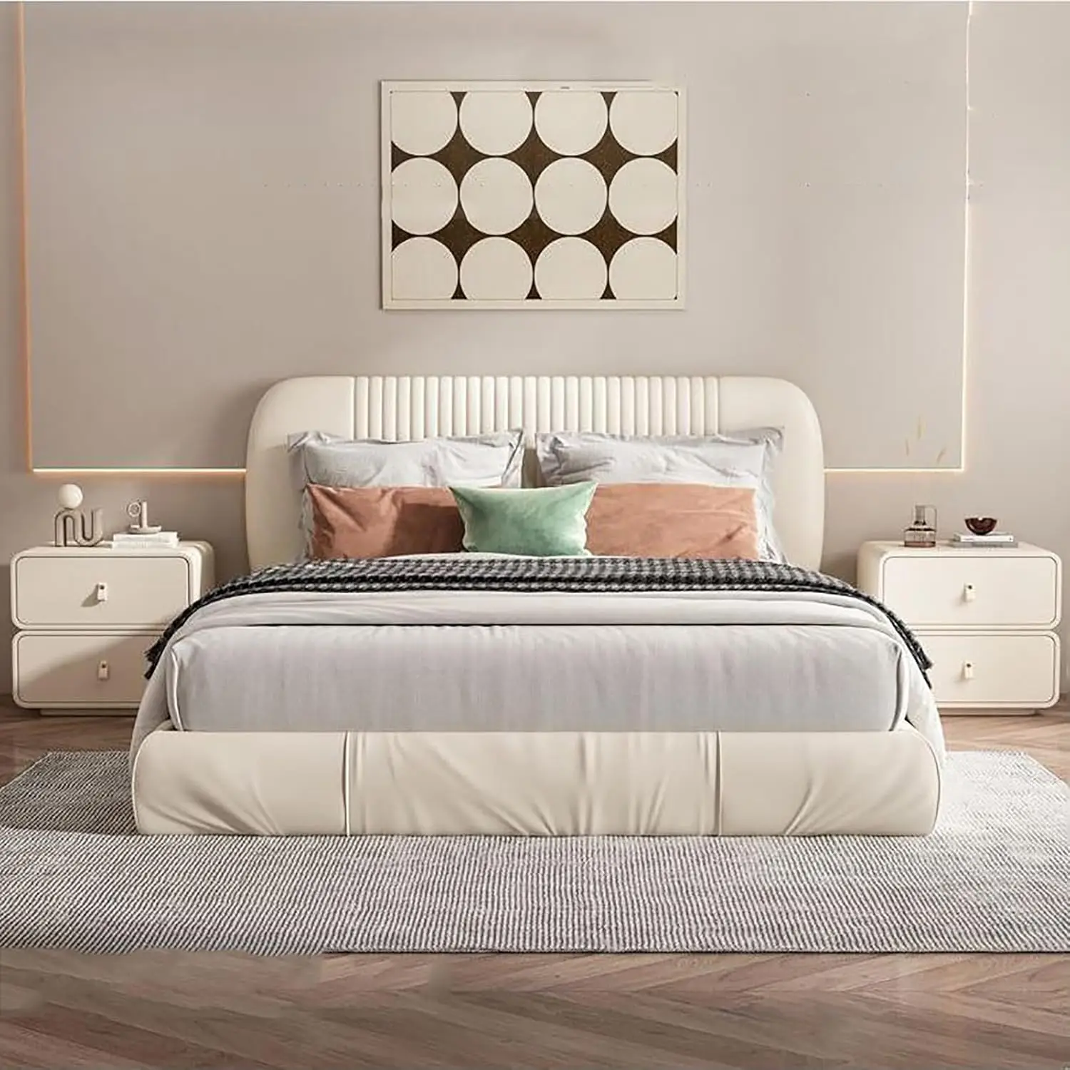 Leather 2-Drawer Nightstand 2