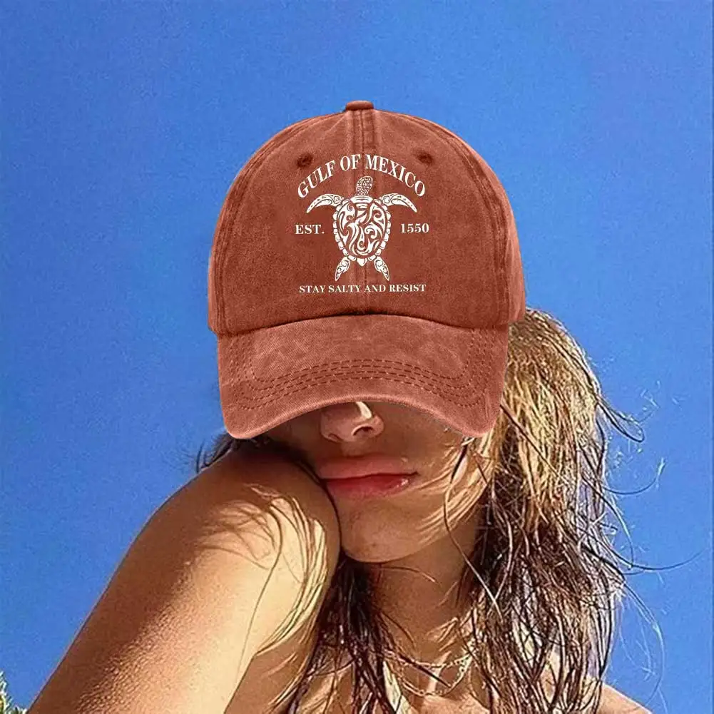 Turtle Baseball Hat Breathable Washed Cotton Trucker Hat Comfortable Unisex Golf Gulf of Mexico for Outdoor Sports