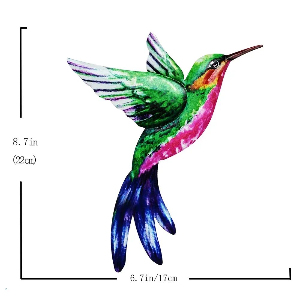 Metal Bird Wall Art Sculpture Outdoor Hanging Ornament Big Hummingbird Pendant For Garden Wall Home Decoration
