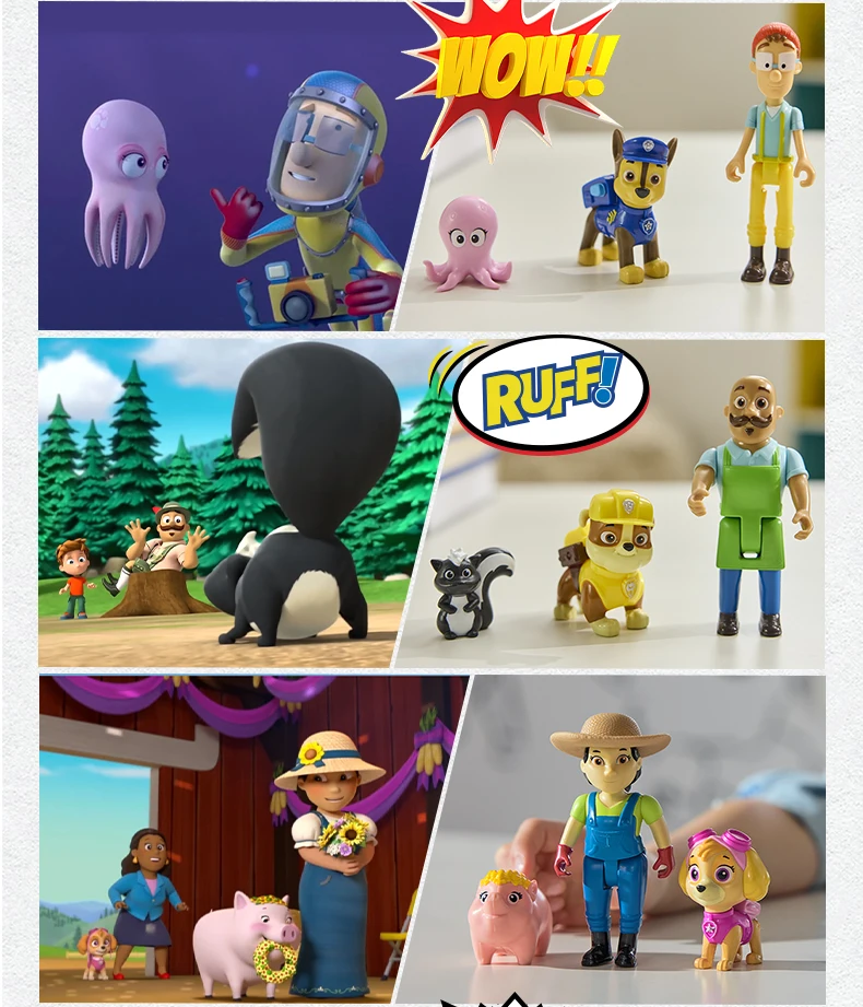 100% genuino Paw Patrol capitán turbo Mayor Goodway Chickaletta Humdinger Danny Yumi conjunto de figuras de acción niños