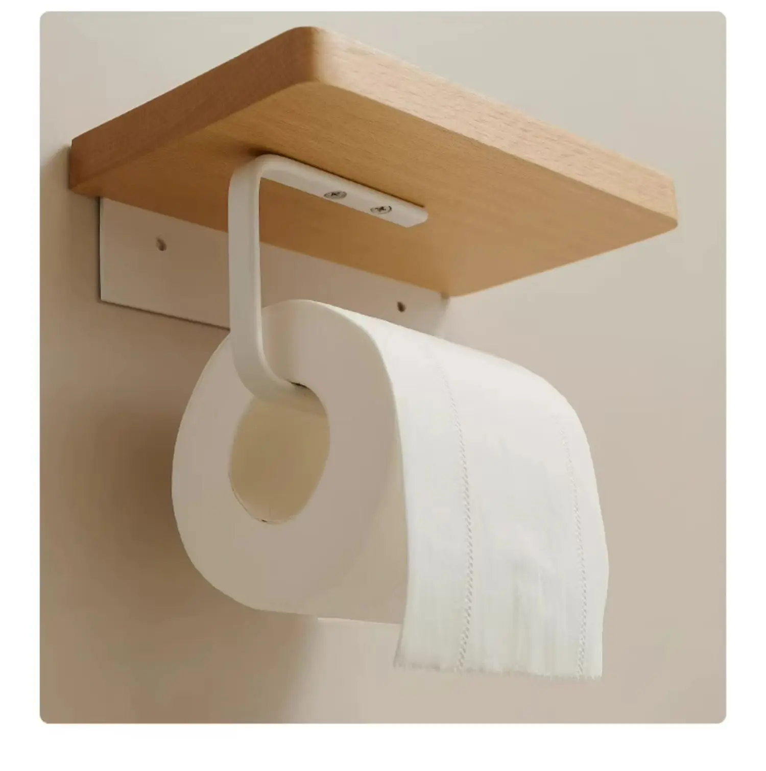 Wooden bathroom toilet paper box solid wood toilet tissue box paper rack bathroom wall hanging roll rack