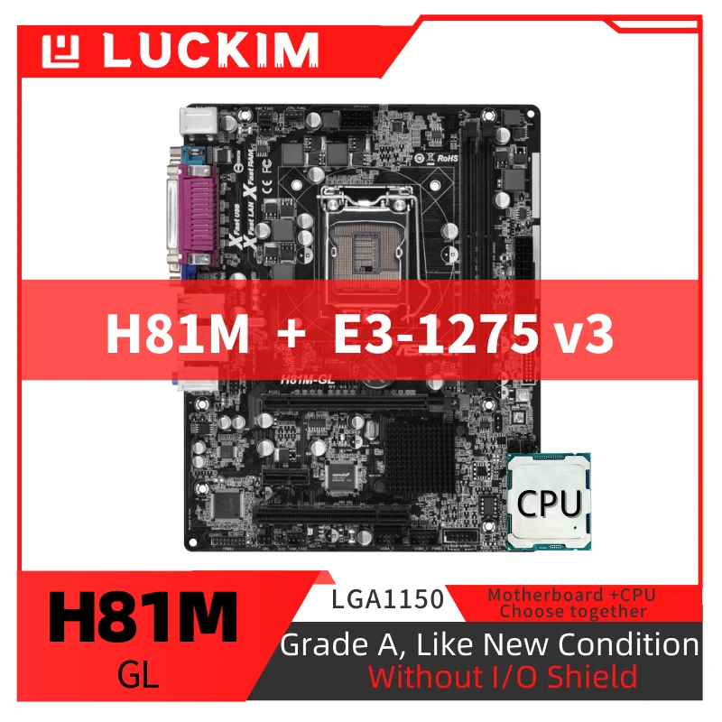 

Refurbished H81M-GL Motherboard LGA1150 E3-1275 v3 Set Kit with Processor