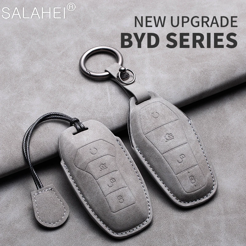 

New Sheepskin Car Key Remote Case Cover Shell Fob Holder Accessories For BYD Song Plus Atto 3 Han EV Tang DM Qin Seal Dolphin