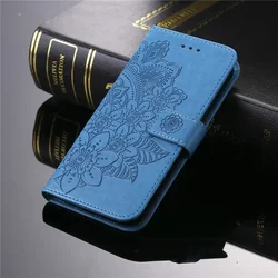Retro Totem Sunflower Leather Wallet Phone Case with Magnetic Flip Cover and Card Slot - Galaxy A06 4G 5G (Blue)