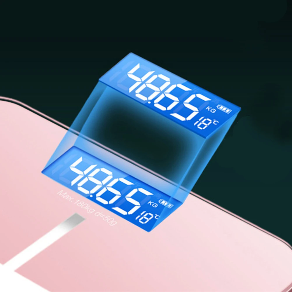 디지털 인간 체중계 HD 디스플레이 전자 무게추 체중계, USB 충전 배터리 전원 전자 바디 체중계, 26x26cm, 0.2-180kg