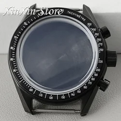Elegant 39.7mm Red Bezel Speedmaster Watch Case with Quartz Movement Compatibility for 20mm Steel Band and 32.5mm Dial (Black Bezel B2)