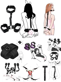Adult Game BDSM Restraints Fetish Erotic Sex Toys For Couples Women Bandage Slave Collars Obedience Handcuffs Master Bondage Kit 2