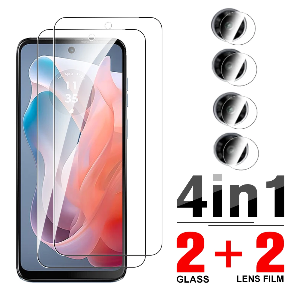Custodia In Vetro Temperato 4 In1 Per Motorola Moto G Play (2024) Pellicola Salvaschermo Per Motorola G Play Gen 3 Pellicola Protettiva Per Obiettivo 