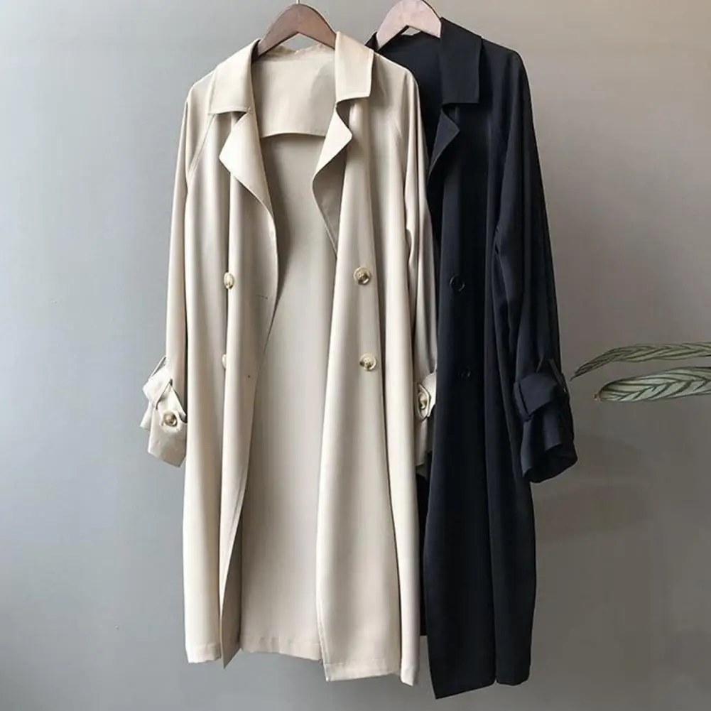 

Fashionable Autumn Coat Outwear Women Jacket Solid Color Sleeve Belt Elegant Autumn Coat Loose