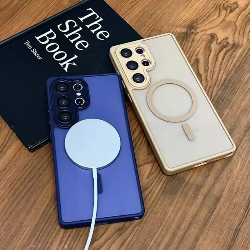 Magnetic Luxury Matte Translucent Armor Shockproof Case with Magsafe Wireless Charging Compatibility