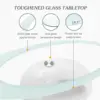 Contemporary Glass Coffee Table for Living Room, Oval Glass Table Set, Tempered Glass Top & Glossy Solid Base , White 4