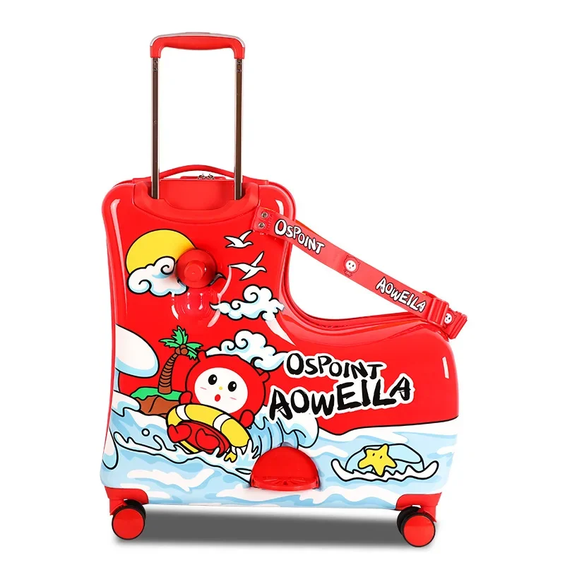 Travel kids luggage cartoon Riding trolley case children's riding suitcase can sit and ride rolling luggage gift travel bags