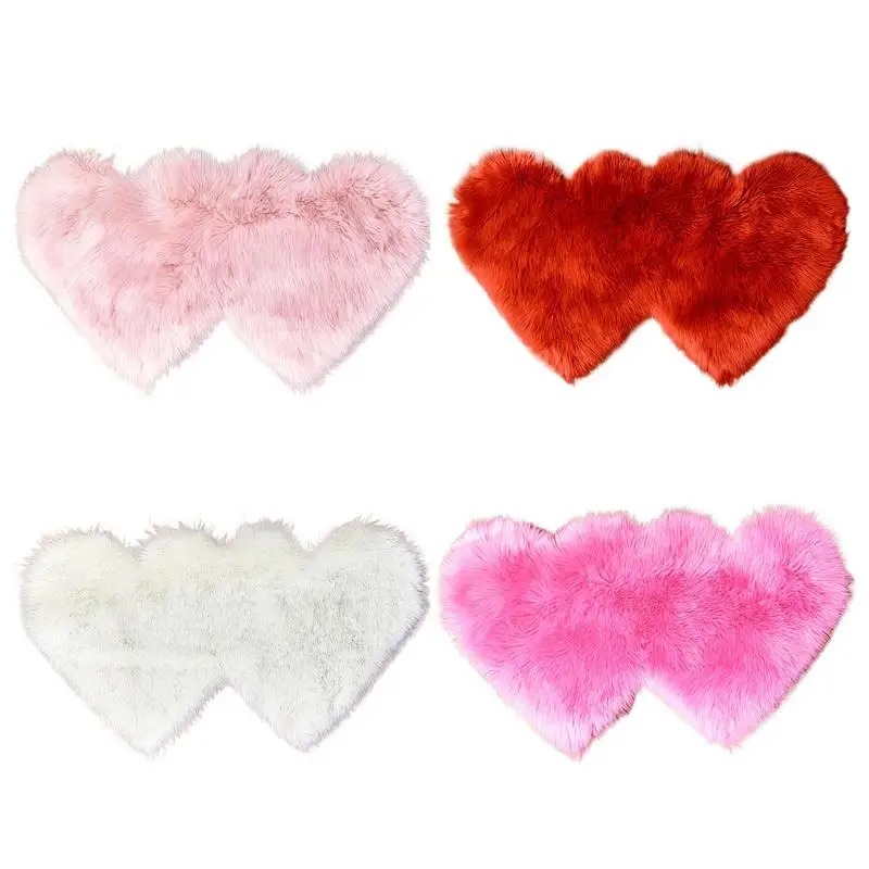 Valentines Day Heart Shaped Decorative Plush Rug