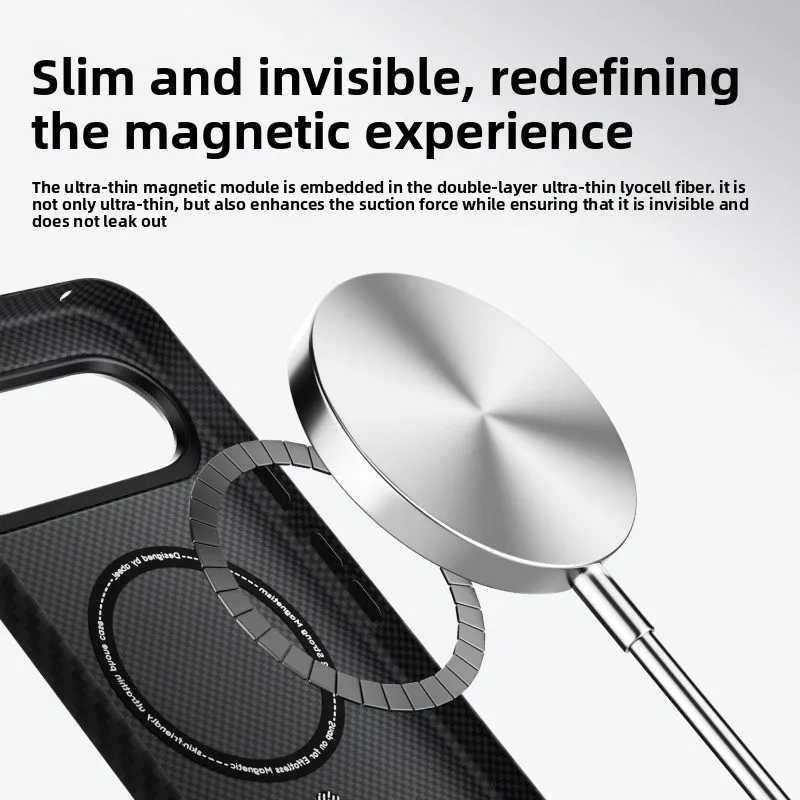 Luxury Carbon Fiber Shockproof Magnetic Case with Skin-Friendly Finish