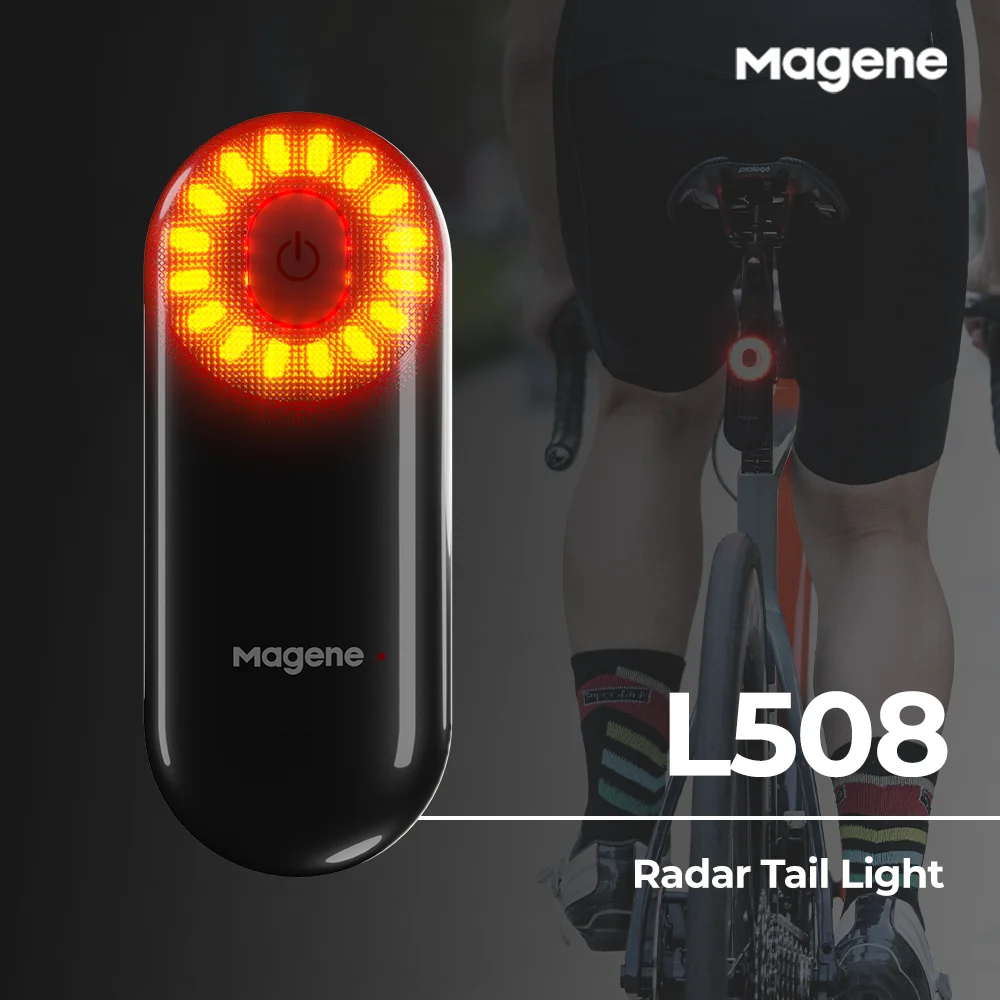 Magene L508 Intelligent Radar Tail Light Bicycle Brake Sensing Radar Rear Light 5 Modes Tail Lamp USB Charging LED Cycling light
