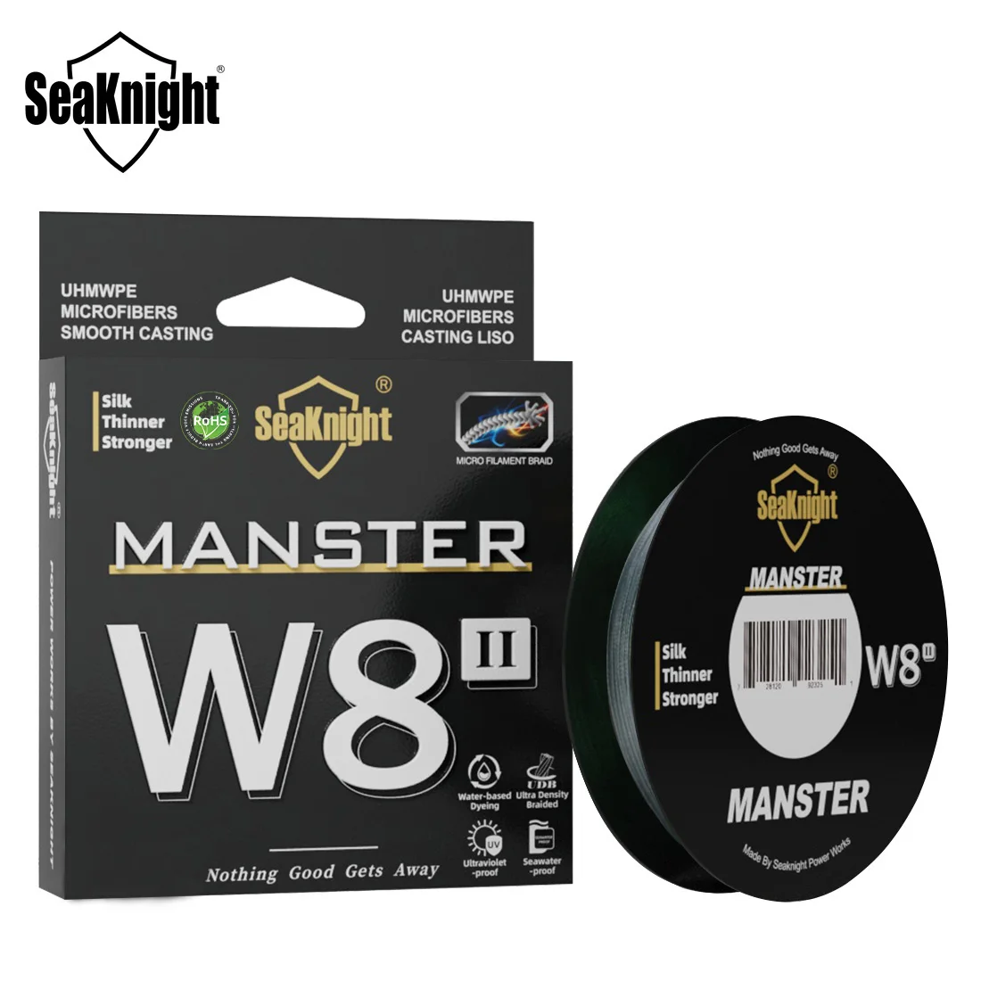Ligne de pêche SeaKnight W8 II 500m 8 brins, tresse PE avancée résistante à l'eau de