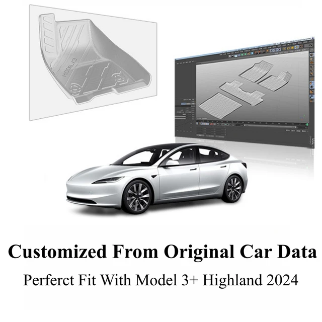 New Design For Tesla Model 3+ Highland 2024 Cyberpunk Pattern Floor Mats  All Weather Car Liners Trunk Mat Rear Seatback Cushion - AliExpress