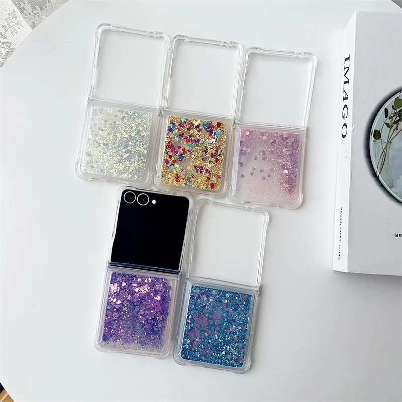 Luxury Glitter Quicksand Hearts Phone Case with Dynamic Glossy Sequins