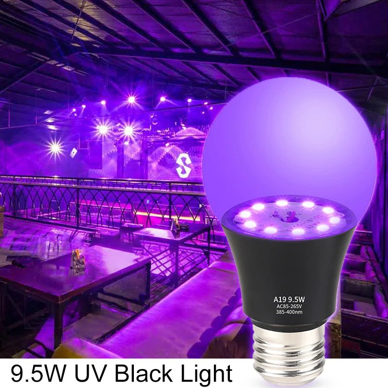 BAOMING E27 LED Ampoule UV 9W noire lampe, lumière noire soirée