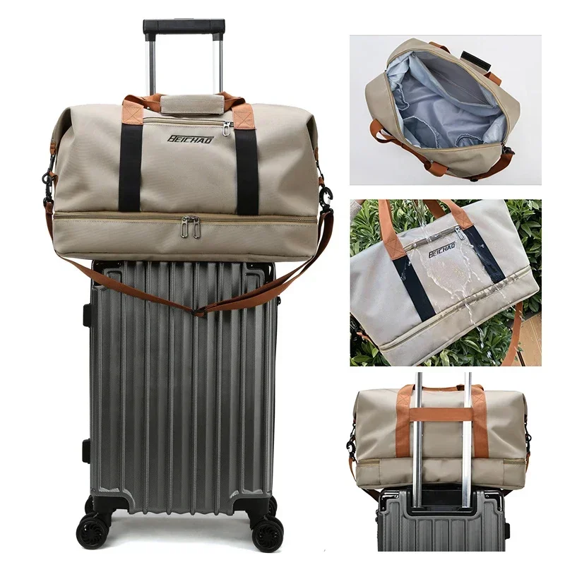 Fashion Gym Fitness Bags For Women Large Capacity Men's Sports bag Waterproof Weekend Voyage Female Messenger Bag Dry And Wet 2