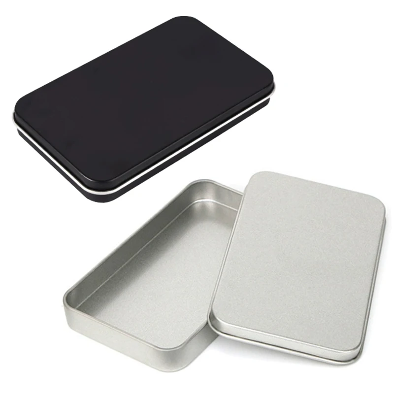 

3Pcs Square Tin Storage Box Portable Metal Packaging Boxes For Coin Candy Jewelry Keys Postcard Organizer Household Accessories