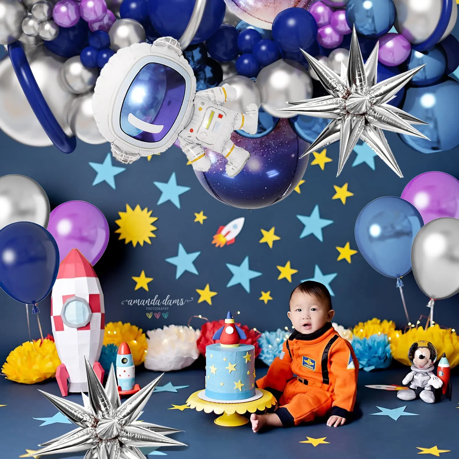 Finypa Weltraum-Party-Set – UFO, Mond & Astronaut Ballons – Galaxy Deko Für Geburtstag & Babyparty