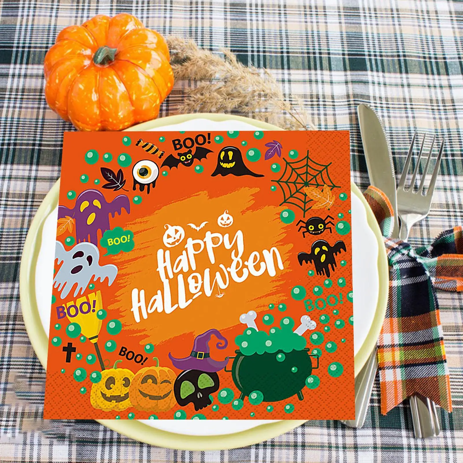 20pcs/pack Funny Paper Napkins Halloween Series Party Dining Table Napkins Paper Safe Free Soft Mouth Wiping Tissue