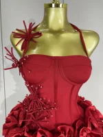 Sexy Halter Prom Gown Celebrity Club Two Piece Set Cocktail Elegant Women Fashion Luxury Birthday Party Red Black Bandage Outfit - Image 5