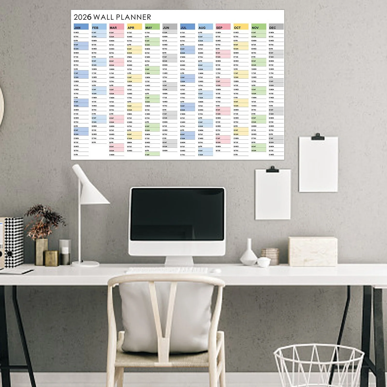 Yearly Wall Calendar and Planner: Home & Desk Decor Organizer