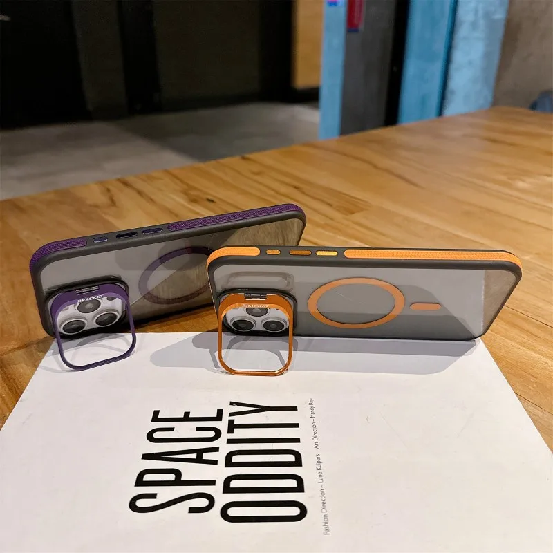 Double Color Magnetic Stand Translucent Fashion Case with Splice Matte Finish