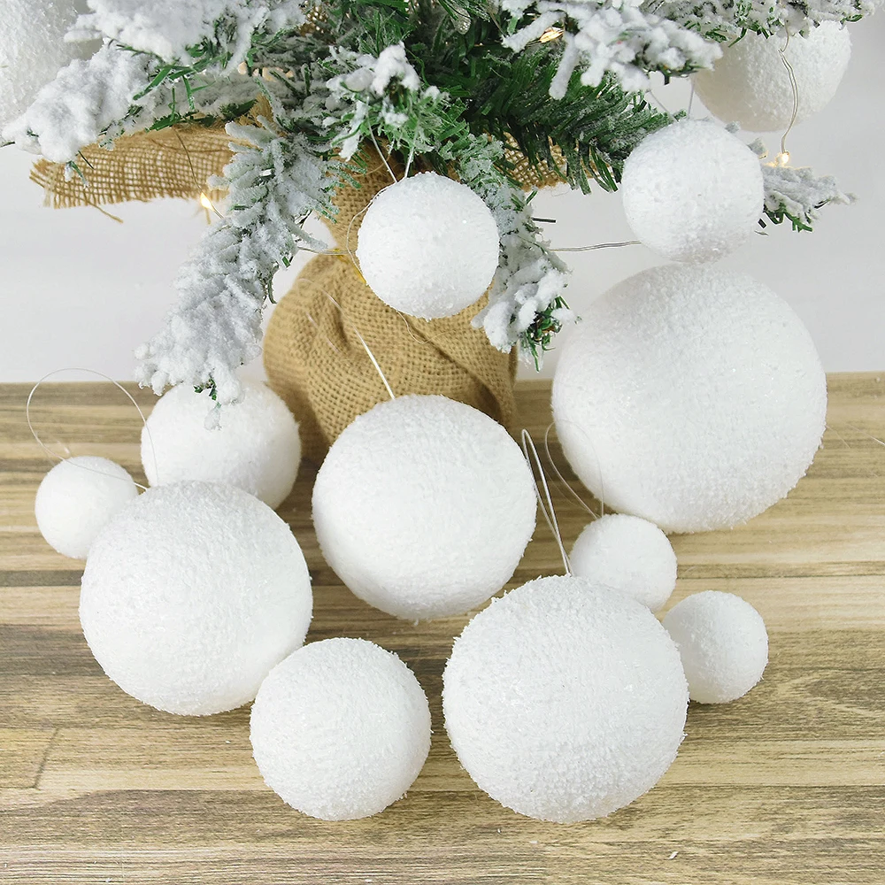 

4-10cm Foam Christmas Ball Decoration Christmas Tree Ornament White Xmas Balls For Home Decor Navidad 2023 New Year Supplies