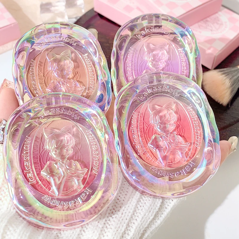 Blush Plate Girl Heart Gradient Blush Matte Rouge Cheek Violet White Natural Nude Makeup Trim