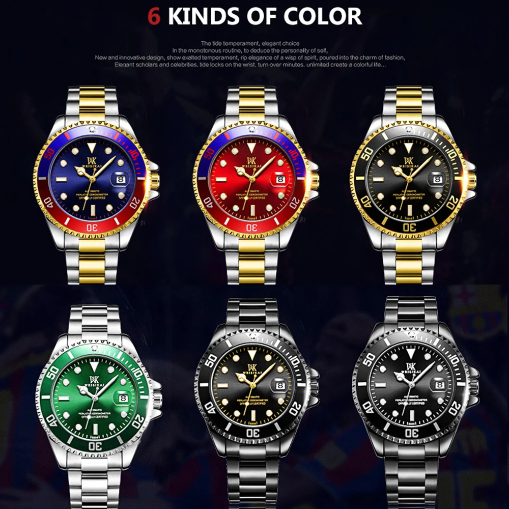 New Business Automatic Watch Men Luxury Brand Stainless Steel Mechanical Watches Fashion Luminous Waterproof Relojes Para Hombre
