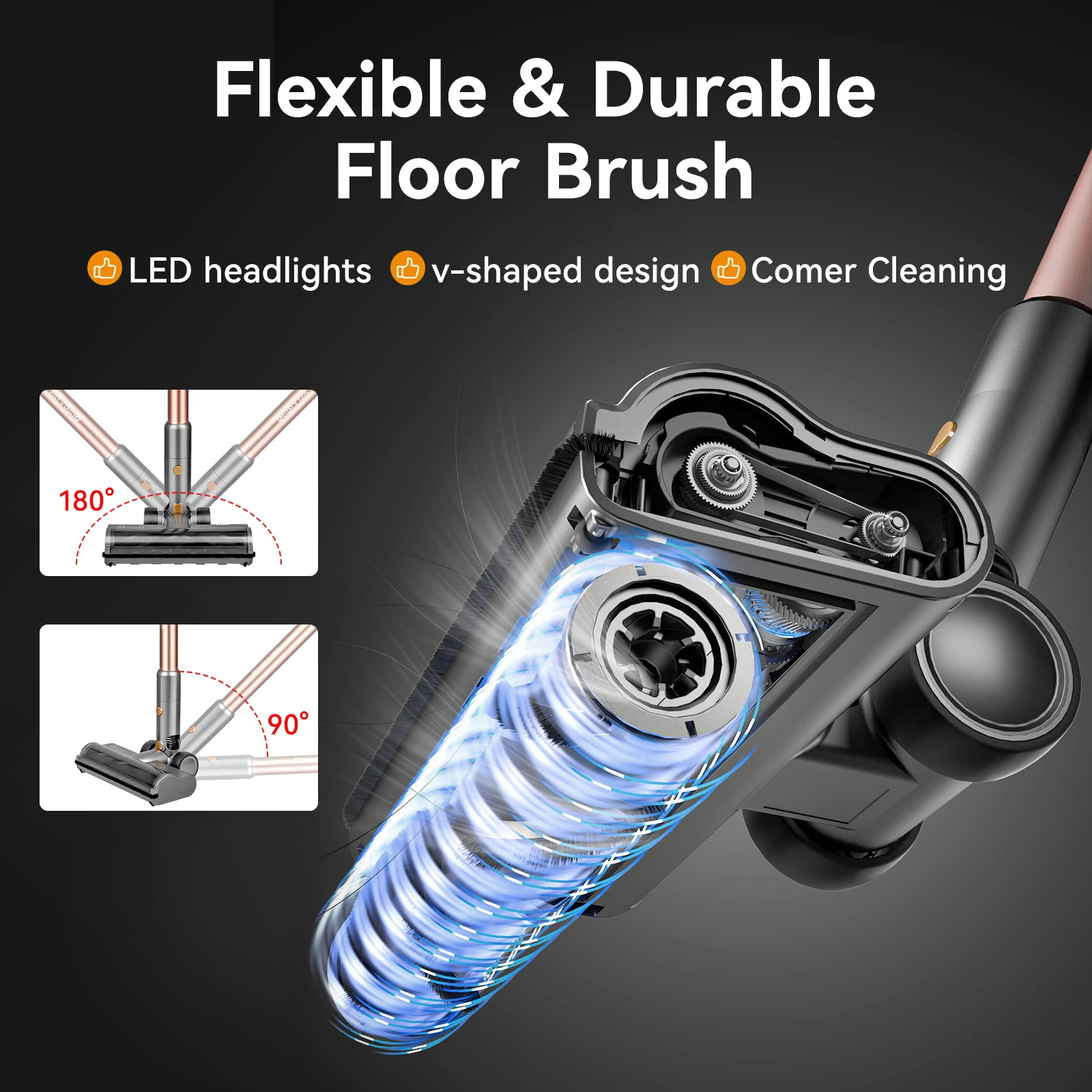 Cordless Vacuum Cleaner、24Kpa掃除機 Cordless Vacuum Cleaner, 350W/24kPa Stick Vacuum with Touch