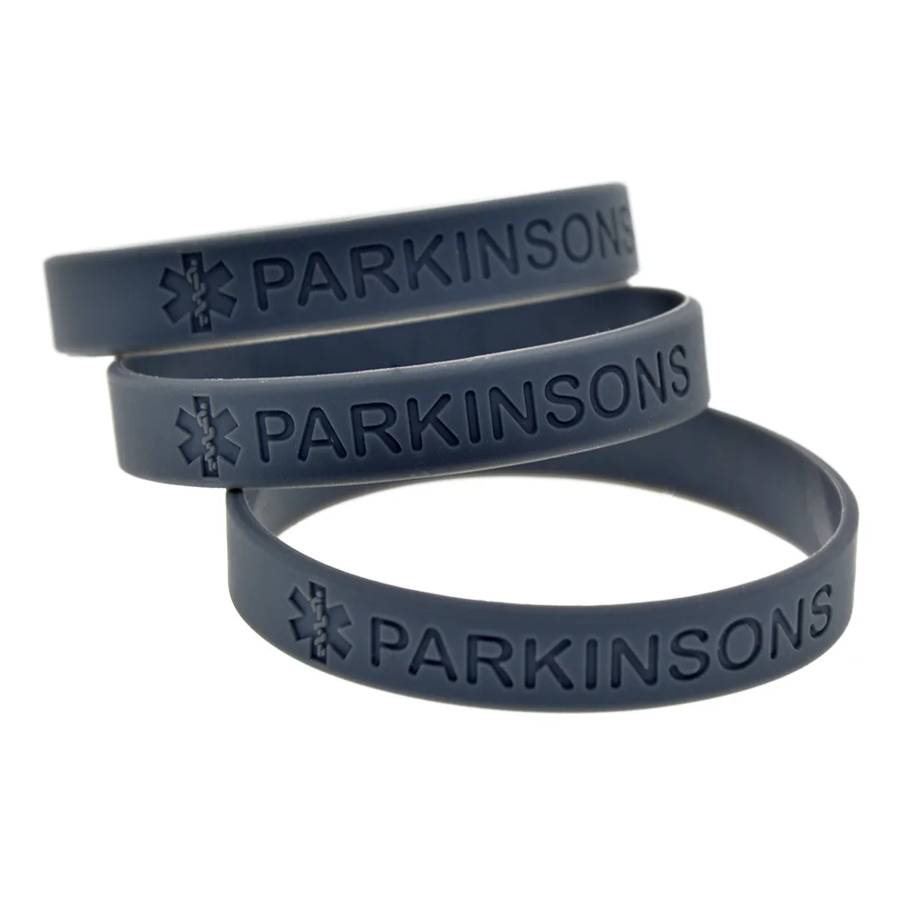 PARKINSONS Medical Alert ID Silicone Bracelets Wristbands Adult Size 4 Pcs